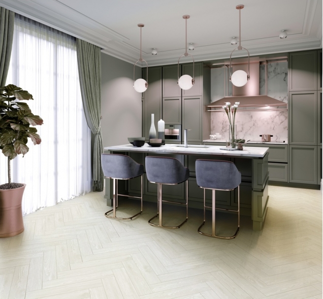 Виниловый ламинат SPC "Cronafloor" Herringbone Дуб Нант (640*128*4,5 мм) — купить в Ангарске