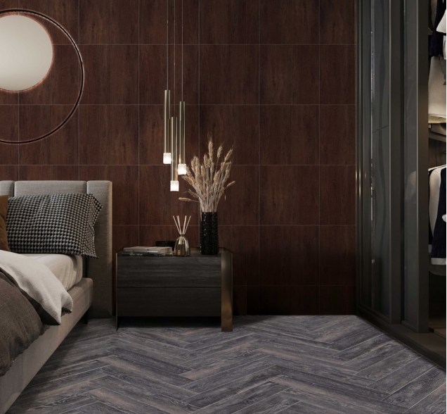 Виниловый ламинат SPC "Cronafloor" Herringbone Дуб Бордо (640*128*4,5 мм) — купить в Ангарске